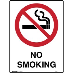 BRADY PROHIBITION SIGN NO SMOKING 450W X 600MMH METAL WHITE/RED/BLACK