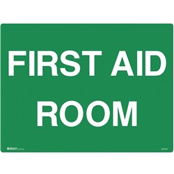 BRADY EMERGENCY SIGN FIRST AID ROOM 600W X 450MMH POLYPROPYLENE WHITE/GREEN