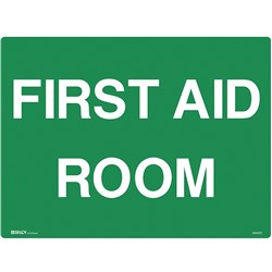 BRADY EMERGENCY SIGN FIRST AID ROOM 600W X 450MMH METAL WHITE/GREEN