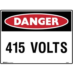 BRADY DANGER SIGN 415 VOLTS 600W X 450MMH METAL WHITE/RED/BLACK