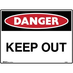 BRADY DANGER SIGN KEEP OFF 600W X 450MMH METAL WHITE/RED/BLACK