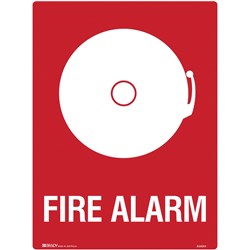 BRADY FIRE SIGN FIRE ALARM 450W X 600MMH POLYPROPYLENE WHITE/RED