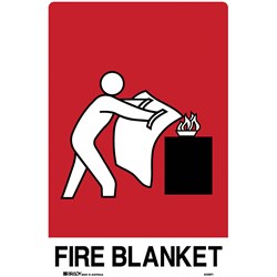 BRADY FIRE SIGN FIRE BLANKET 300W X 450MMH POLYPROPYLENE WHITE/RED/BLACK