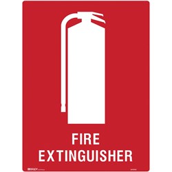 BRADY FIRE SIGN FIRE EXTINGUISHER 450W X 600MMH POLYPROPYLENE WHITE/RED