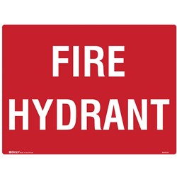 BRADY FIRE SIGN FIRE HYDRANT 600W X 450MMH METAL WHITE/RED