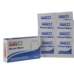 FIRST AIDER'S CHOICE WOUND WIPES BOX OF 10 WHITE