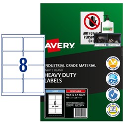 AVERY IDENTIFICATION REMOVABLE HEAVY DUTY LASER WHITE L4715 99.1X67.7MM 8UP 160 LABELS