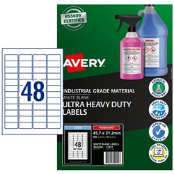 AVERY IDENTIFICATION LASER ULTRA RESISTANT WHITE L7911 45.7X21.2MM 46UP 460 LABELS