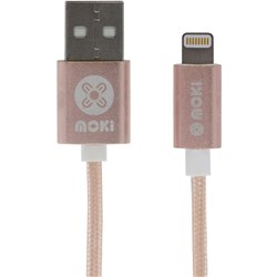 MOKI USB TO LIGHTNING SYNCHARGE CABLE 90CM BRAIDED ROSE GOLD