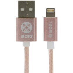 MOKI KING SIZE USB TO LIGHTNING SYNCHARGE CABLE 3 METRE BRAIDED ROSE GOLD