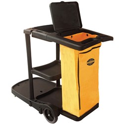 COMPASS JANITORS CART WITH LID BLACK