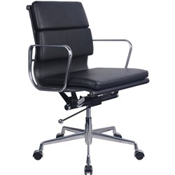 RAPIDLINE PU900M EXECUTIVE CHAIR CHROME BASE AND ARMS MEDIUM BACK BLACK PADDED PU
