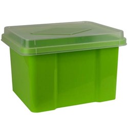 ITALPLAST 32 LITRE PLASTIC SUSPENSION FILE & STORAGE BOX LIME BASE CLEAR LID
