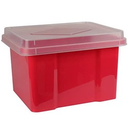 ITALPLAST 32 LITRE PLASTIC SUSPENSION FILE & STORAGE BOX WATERMELON BASE CLEAR LID