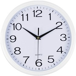 ITALPLAST WALL CLOCK 43CM ROUND WITH LARGE NUMBERS WHITE FRAME WHITE FACE