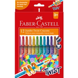 FABER-CASTELL JUMBO TWIST CRAYONS ASSORTED PACK OF 12