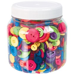 ZART BUTTONS BRIGHT ASSORTED COLOURS APPROXIMATELY 1400 PIECES JAR 600GM
