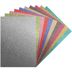 ZART IRON ON SHEETS ASSORTED A4 GLITTER COLOURS PACK OF 10
