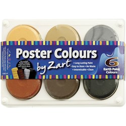 ZART POSTER COLOURS PAINT ASSORTED EARTH COLOURS PACK OF 6