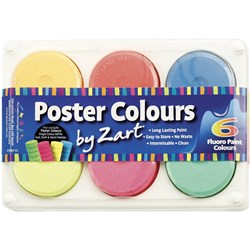 ZART POSTER COLOURS PAINT ASSORTED FLUORESCENT COLOURS PACK OF 6