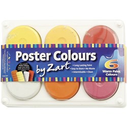 ZART POSTER COLOURS PAINT ASSORTED WARM COLOURS PACK OF 6