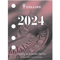 COLLINS DESK CALENDAR REFILL 102 X 76MM SIDE PUNCH DAY TO PAGE