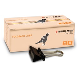 BIBBULMUN FOLDBACK CLIP 25MM BOX OF 12