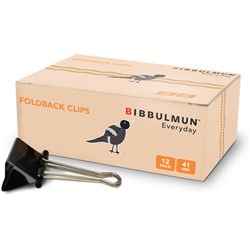 BIBBULMUN FOLDBACK CLIP 41MM BOX OF 12