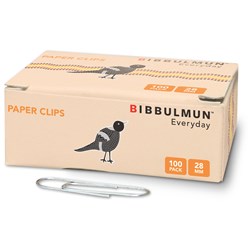 BIBBULMUN PAPER CLIP 28MM PACK OF 100