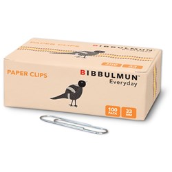 BIBBULMUN PAPER CLIP 33MM PACK OF 100
